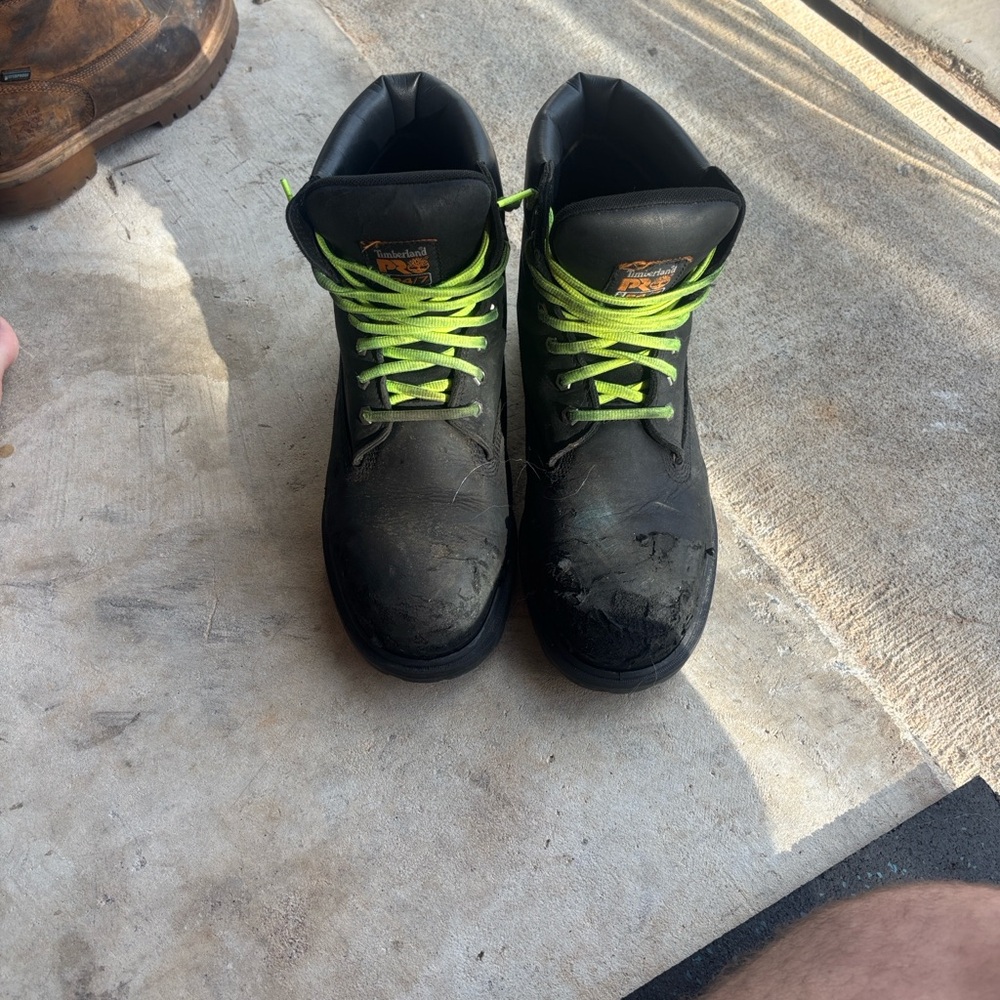 Timberland Black Boots with Bright Green Laces